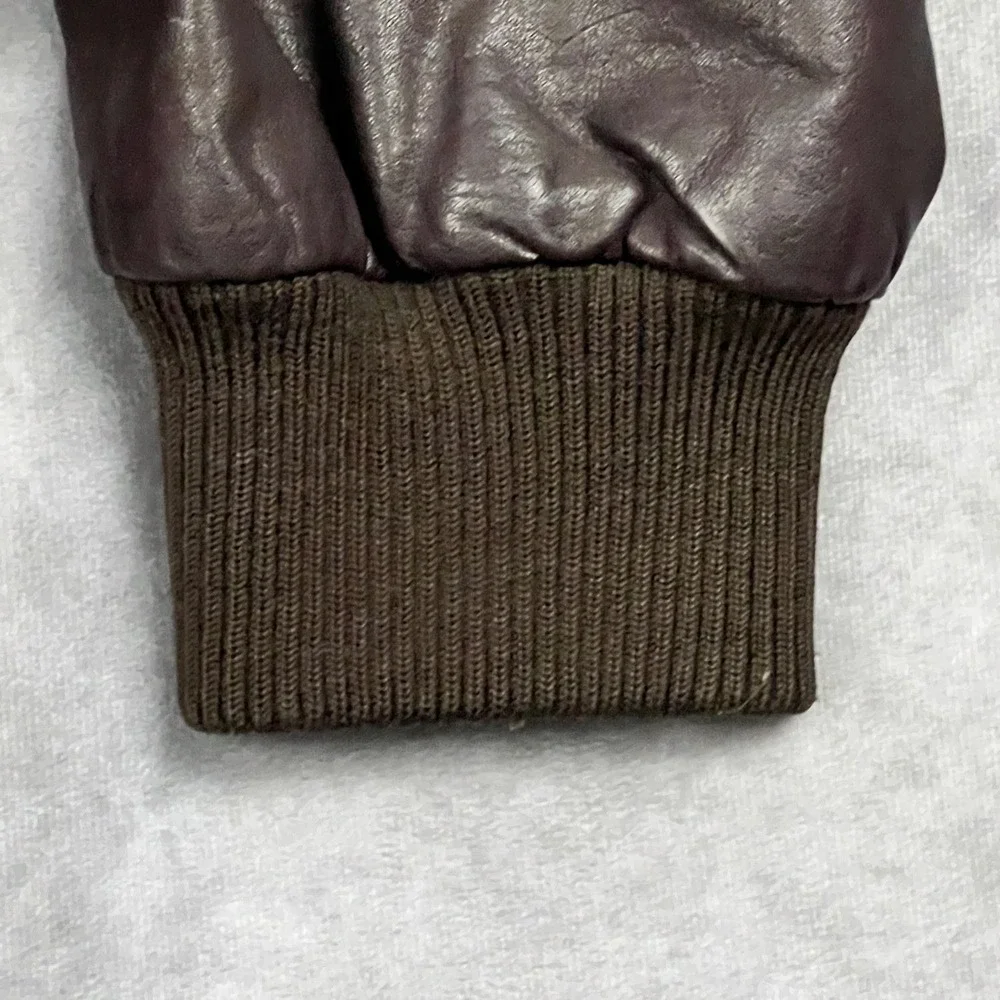 Members Only Men's 1X  Bomber Jacket‎ Brown Genuine Leather Vintage